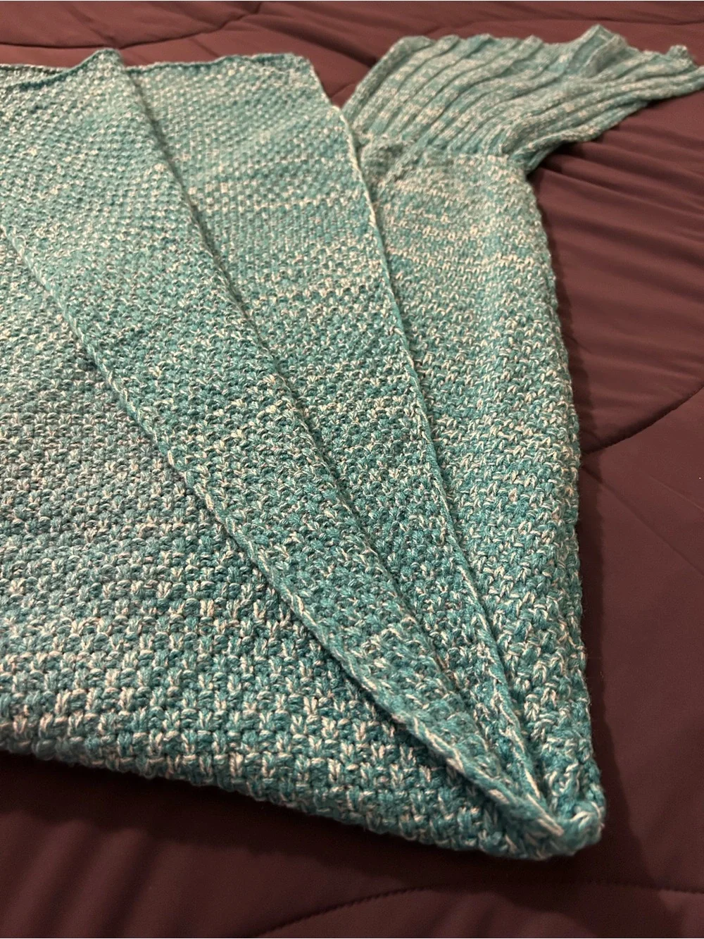 Mermaid Knit Teal Blanket - Adult Size